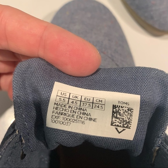 🌺TOMS Cotton Linen Boho Wedge Booties in Blue/Gray Size 5.5🌺 - Picture 5 of 6